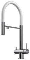 Смеситель для кухни OMOIKIRI Kanto BN-WH 4994298 с гибким изливом и подключением фильтра, нержавеющая сталь/белый