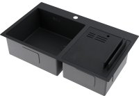 Кухонная мойка OMOIKIRI Akisame 86-2 Side-GB 4997047 86x51 стальная, графит