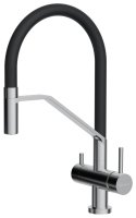 Смеситель для кухни OMOIKIRI Akeno BN-BL 4994544 с гибким изливом и подключением фильтра, нержавеющая сталь/черный