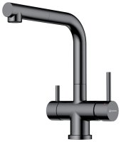 Смеситель для кухни OMOIKIRI Takamatsu-S GM 4994564 с выдвижным шлангом и подключением фильтра, вороненая сталь