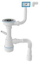 Сифон для кухонной мойки с переливом Nova NV1035, белый
