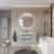 Тумба с раковиной подвесная Cezares Eco-cer-n 100 Серо-Голубой Матовый. Ручки черные, раковина CZR-8095-100