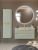 Тумба с раковиной подвесная Cezares Eco-cer-n 100 Светло-зеленый матовый. Ручки сатиновое золото, раковина CZR-8095-100