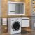 Тумба под стиральную машину с раковиной Uperwood Magenta 52930205151 120x50 подвесная, белая/графит, с дверцами, правая