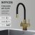 Смеситель для кухни SANCOS Arno SC4005BG с гибким изливом, брашированное золото/черный
