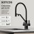 Смеситель для кухни SANCOS Loro SC4007MB с гибким изливом, черный матовый/черный