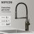 Смеситель для кухни SANCOS Pride SC4011GG с гибким изливом, вороненая сталь/черный